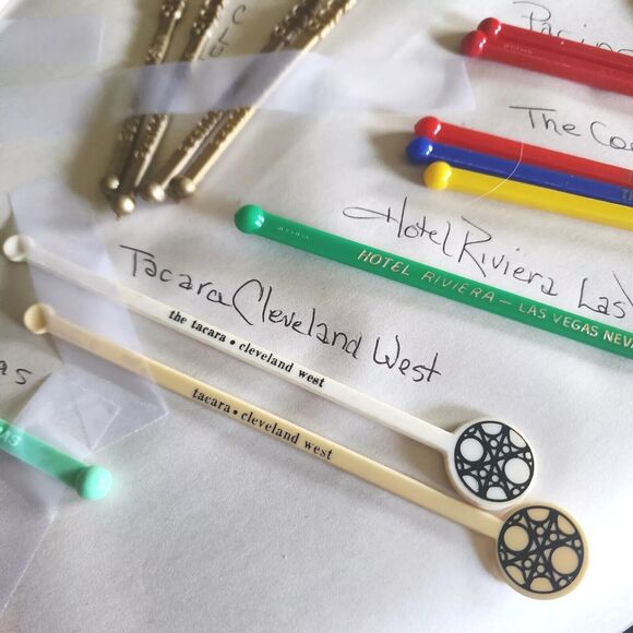 37 Pcs Swizzle Stir Sticks Barware Hotel Restaurant Travel Lodge Vtg Advertising - Picture 6 of 16